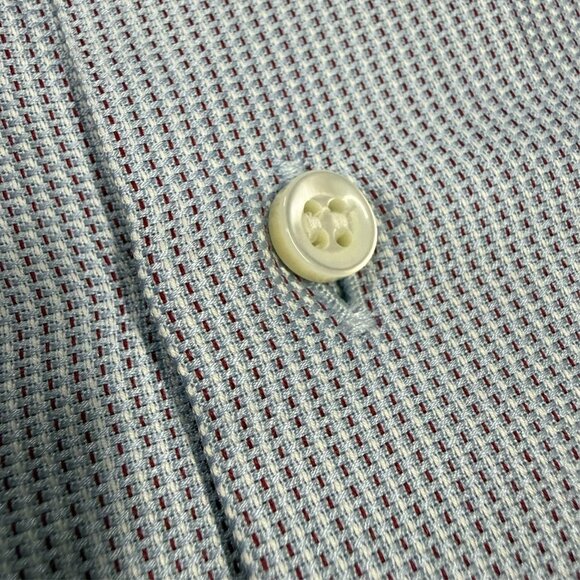 Giorgio Armani Dress Shirt French Cuffs Italy Cotton Textrued Blue 16 1/2 Large - Picture 4 of 10